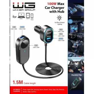 WG - Autoladegerät-Hub / 100W / 6 USB-Anschlüsse / 2x USB-A 4x USB-C / mit Verlängerung WG - Autoladegerät-Hub / 100W / 6 USB-Anschlüsse / 2x USB-A 4x USB-C / mit Verlängerung