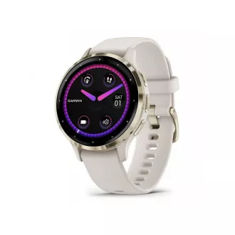Garmin Venu® 3S, Edelstahl-Lünette Soft Gold, elfenbeinfarbenes Gehäuse, Silikonarmband