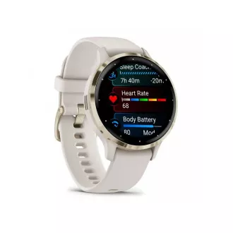 Garmin Venu® 3S, Edelstahl-Lünette Soft Gold, elfenbeinfarbenes Gehäuse, Silikonarmband