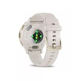 Garmin Venu® 3S, Edelstahl-Lünette Soft Gold, elfenbeinfarbenes Gehäuse, Silikonarmband