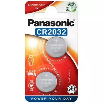 PANASONIC Lithiumbatterie (Knopf) CR-2032EL / 2B 3V (Blister 2 Stück)