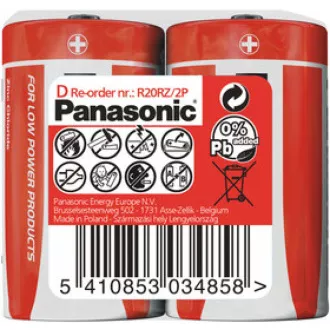 PANASONIC Zink-Kohle-Batterien Red Zinc R20RZ / 2P D 1,5V (schrumpfen 2 Stück) PANASONIC Zink-Kohle-Batterien Red Zinc R20RZ / 2P D 1,5V (schrumpfen 2 Stück)