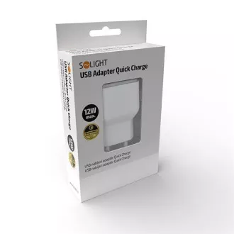 Solight USB Ladeadapter, Schnellladung: 1x USB Qualcomm, 5V2A / 9V1.5A / 12V1A, AC 230V, weiß-grau Solight USB Ladeadapter, Schnellladung: 1x USB Qualcomm, 5V2A / 9V1.5A / 12V1A, AC 230V, weiß-grau