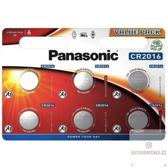 PANASONIC Lithiumbatterie (Knopf) CR-2016EL / 6BP 3V (Blister 6 Stück) PANASONIC Lithiumbatterie (Knopf) CR-2016EL / 6BP 3V (Blister 6 Stück)
