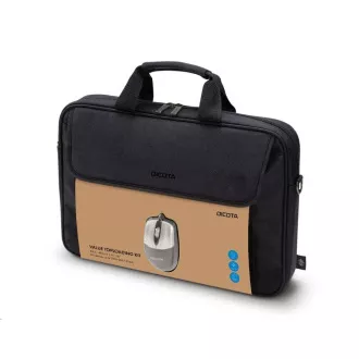 DICOTA Value Toploading Kit 14-16, Laptoptasche mit aufgesetzter optischer Maus, schwarz DICOTA Value Toploading Kit 14-16, Laptoptasche mit aufgesetzter optischer Maus, schwarz