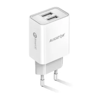 Alligator-Netzladegerät, 2x USB, smart IC, 2, 4 A, weiß Alligator-Netzladegerät, 2x USB, smart IC, 2, 4 A, weiß