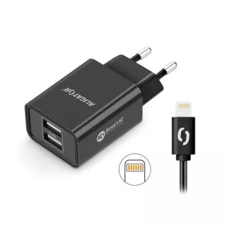 Alligator Netzladegerät, 2x USB, smart IC, 2, 4 A, Lightning 2A Kabel, schwarz
