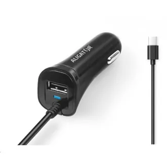 Aligator KFZ-Ladegerät Turbocharge, 12/24 V, 2, 4 A, USB-C, 1x USB-Ausgang, schwarz