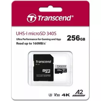TRANSCEND MicroSDXC-Karte 256GB 340S, UHS-I U3 A2 Ultra Performance 160/125 MB/s