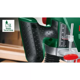 Bosch POF 1200 AE Top-Fräsmaschine, 1200 W, Softgrip, Drehzahlvorwahl, Spindelarretierung