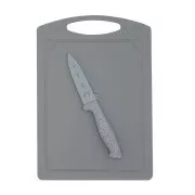 Steuber Schneidebrett 29 x 20 cm mit Schälmesser, grau
