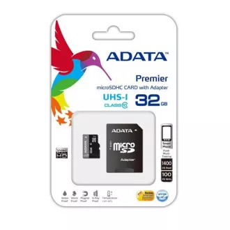 ADATA MicroSDHC-Karte 32 GB UHS-I Klasse 10 + SD-Adapter, Premier