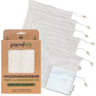 Pandoo Bio-Baumwoll-Netzbeutel für Obst, Gemüse und Brot 7er-Set