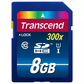 TRANSCEND SDHC-Karte 8GB Premium, Klasse 10 UHS-I, 300X