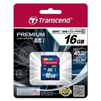 TRANSCEND SDHC-Karte 16GB Premium, Klasse 10 UHS-I, 300X (45MB/s) TRANSCEND SDHC-Karte 16GB Premium, Klasse 10 UHS-I, 300X (45MB/s)