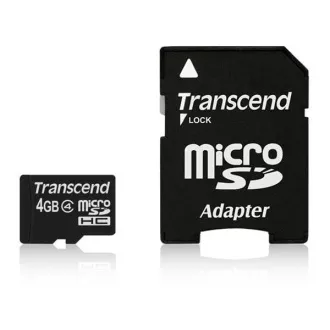 TRANSCEND MicroSDHC-Karte 4GB Klasse 4 + Adapter