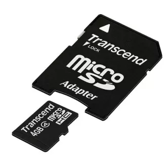 TRANSCEND MicroSDHC-Karte 4GB Klasse 4 + Adapter