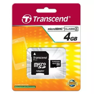 TRANSCEND MicroSDHC-Karte 4GB Klasse 4 + Adapter