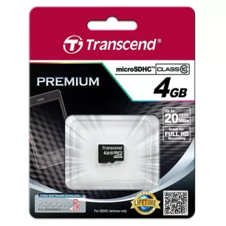 TRANSCEND MicroSDHC-Karte 4GB Klasse 10, ohne Adapter