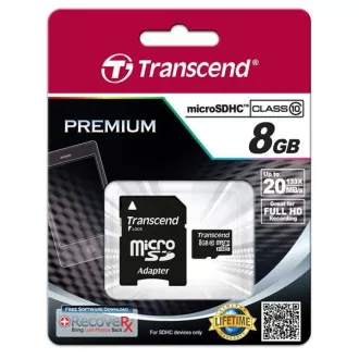 TRANSCEND MicroSDHC-Karte 8GB Klasse 10+ Adapter TRANSCEND MicroSDHC-Karte 8GB Klasse 10+ Adapter