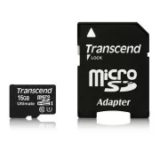 TRANSCEND MicroSDHC-Karte 16GB Ultimate, Klasse 10 UHS-I 600x, MLC + Adapter