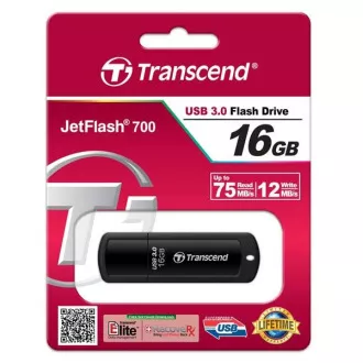 TRANSCEND Flash Disk 16GB JetFlash®700, USB 3.0 (R: 75 / B: 12 MB / s) schwarz