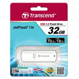 TRANSCEND Flash Disk 32GB JetFlash®730, USB 3.0 (R: 70 / B: 18 MB / s) weiß TRANSCEND Flash Disk 32GB JetFlash®730, USB 3.0 (R: 70 / B: 18 MB / s) weiß