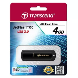 TRANSCEND Flash Disk 4GB JetFlash®350, USB 2.0 (R: 13 / B: 4 MB/s) schwarz