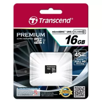TRANSCEND MicroSDHC-Karte 16GB Premium, Klasse 10 UHS-I 300x, ohne Adapter