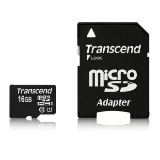 TRANSCEND MicroSDHC-Karte 16GB Premium, Klasse 10 UHS-I 300x + Adapter