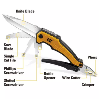 Caterpillar Multifunktionales Geschenkset, 2 Messer und Schlüsselanhänger CT240125