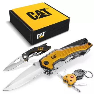 Caterpillar Multifunktionales Geschenkset, 2 Messer und Schlüsselanhänger CT240125