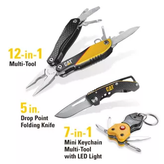Caterpillar Multifunktionales Geschenkset, Messer, Zange und Schlüsselanhänger CT240192