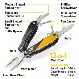 Caterpillar Multifunktionales Geschenkset, Messer, Zange und Schlüsselanhänger CT240192