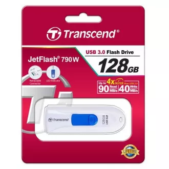 TRANSCEND Flash Disk 128GB JetFlash®790, USB 3.1 (R: 90 / B: 40 MB / s) weiß / blau