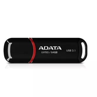 ADATA Flash Disk 64GB UV150, USB 3.1 Dash Drive (R: 90 / B: 20 MB/s) schwarz