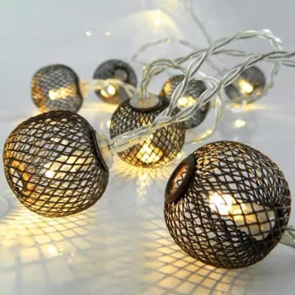 Eurolamp LED-Lichterkette mit Kupferkugeln, warmweiß, 10 LEDs, 1 Stück