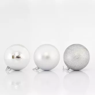 Eurolamp Weihnachtsschmuck Kunststoffkugeln silber, 10 cm, 6er Set