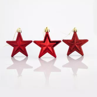 Eurolamp Weihnachtsdekoration Plastiksterne rot, 6,5 cm, 12er Set