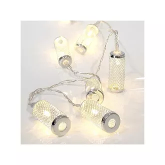 Eurolamp LED-Lichterkette mit Metallzylinder, warmweiß, 10 LEDs, 1 Stück