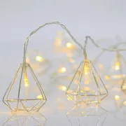Eurolamp LED-Lichterkette mit silbernem Metalldekor, warmweiß, 10 Stück