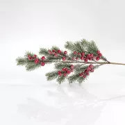 Eurolamp Weihnachtsdekoration grüner Zweig mit Glitter und Beeren, 68 cm, 1 Stück