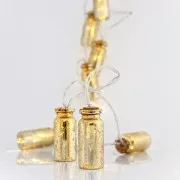 Eurolamp LED-Lichterkette mit goldenen Flaschen, warmweiß, 10 Stück