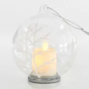 Eurolamp Weihnachtsschmuck Glaslichtkugel, Kerze, 10 cm, 2er-Set