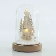 Eurolamp Glaskuppel mit Tannenbäumen, 12 x 12 x 20 cm, 1 Stück