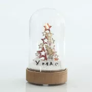 Eurolamp Glaskuppel mit Baum und Sternen, 8 x 8 x 14 cm, 1 Stück