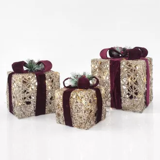 Eurolamp Beleuchtete Geschenkboxen, 3er-Set, 15 x 20 x 25 cm
