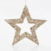 Eurolamp Star, gold mit Glitzer, 45 cm