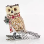 Eurolamp Weihnachtsdekoration Eule mit kariertem Schal 21 x 13 x 25 cm, 1 Stück