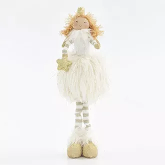 Eurolamp Weihnachtsdekoration Prinzessin mit weißem Rock in Form eines Pompons, 34 cm, 1 Stück
